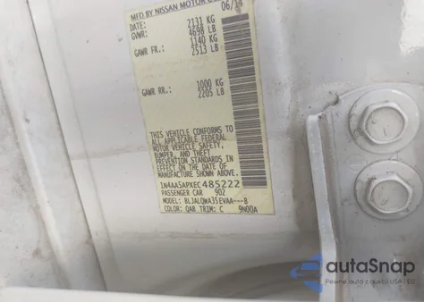 2014 Nissan Maxima S/Sv z USA, uszkodzony, nr VIN 1N4AA5APXEC485222